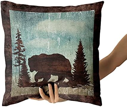 Urso Deer travesseiro conjunto de 2, fundo vintage de vida selvagem elk alce travesseiro árvore de algodão macio