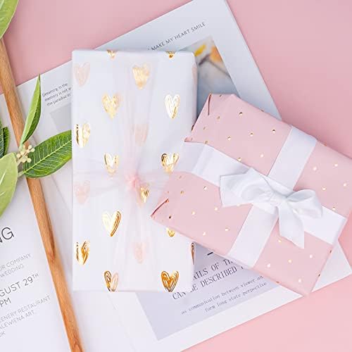 Maypluss 2 embrulho de embrulho de embalagem - mini roll - 17 × 120” - Design floral rosa