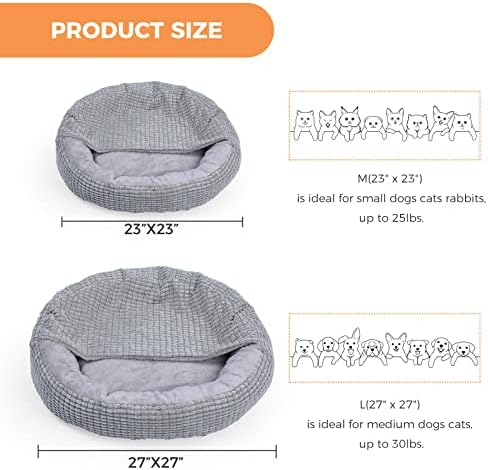 Alalulu Small Dog and Cat Bed com cobertor com capuz, donut redondo caverna anti-ansiedade para gatinhos internos ou calor de filho