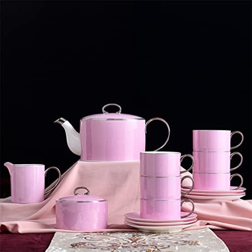Sdfgh 15pcs / conjunto delicado xícara de café china define rosa europeu de chá de chá europeu de chá de chá