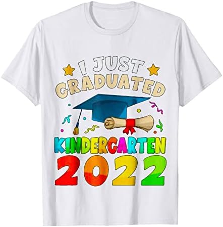 Camisetas de comigeewa t para senhoras outono verão letra curta impressão de letra feliz graduação