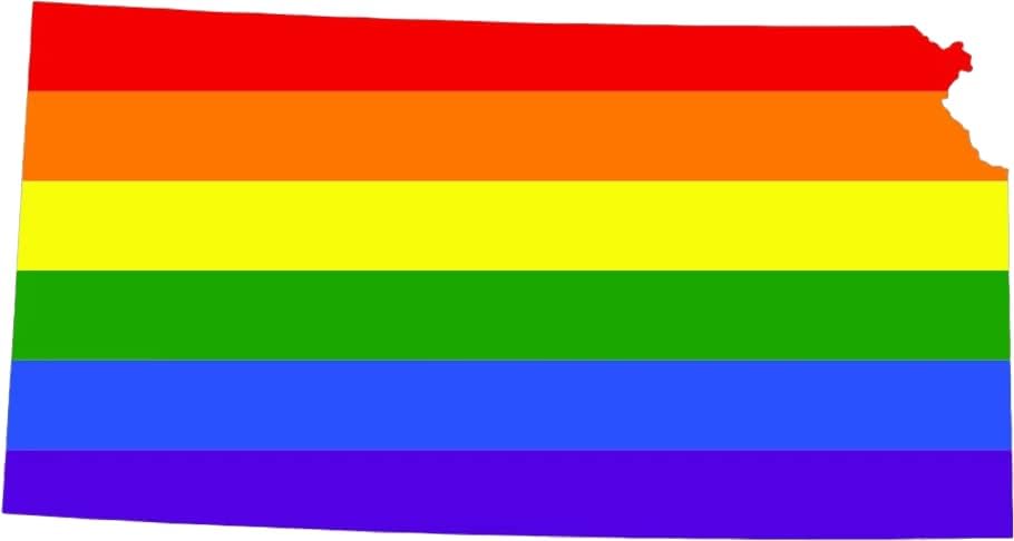 Kansas State em forma de orgulho gay Bandeira Rainbow Starther Auto -adesivo Vinil LGBT KS - C3133 - 6 polegadas