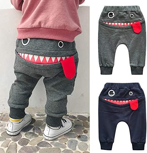 Calça de criança desenho animado monstro grosso de língua grande harém quente calça de moletom para crianças