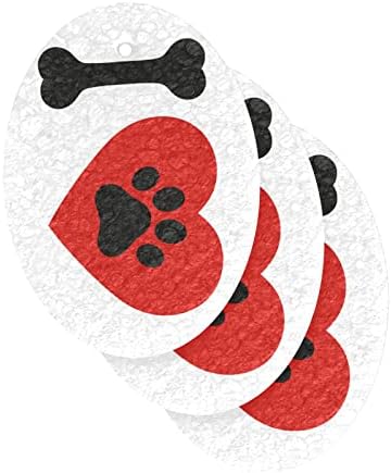 Alaza I Love Dog Paw Print com esponjas de celulares de esponja natural de coração vermelho para lavar a