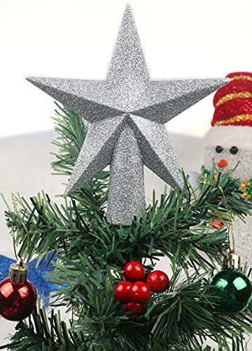 Yycraft Glitter Star Tree Tree Topper Decoração de Natal-6 polegadas, prata
