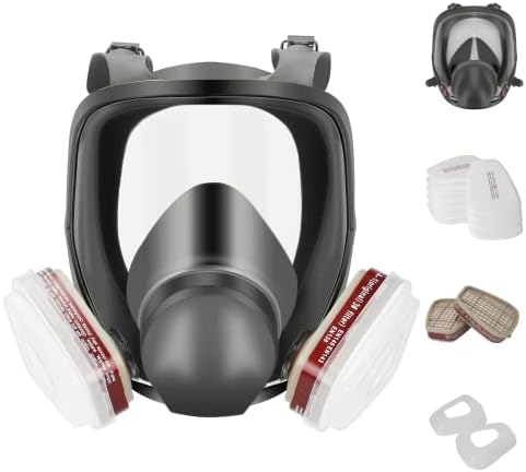 RZHSMDM Máscara de respirador de rosto completo reutilizável, 19 em 1 máscara de gás com filtros, para tinta,