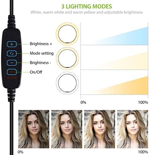 Bright selfie anel Tri-Color Light Compatível com seu Bose quietcomfort 35 10 polegadas com remoto
