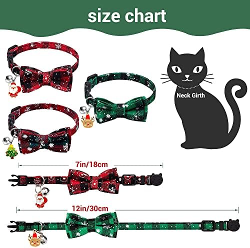 Yujun 3pack Cole de gato de Natal Breakaway com gravata borboleta e Bell Christmas de Natal