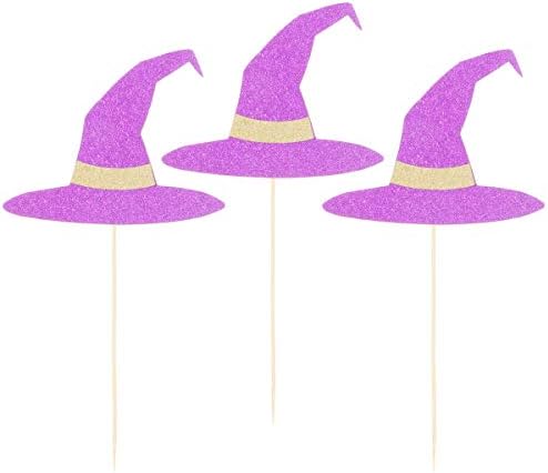 Soimiss 36pcs Halloween Party Decoration Halloween Witch Hat Shape Cake Sobremsert Fruit Toppers Inserir para festival