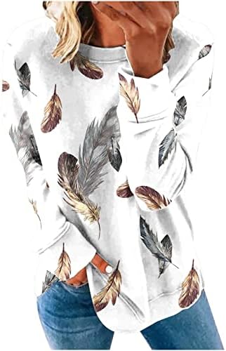 Moletom de tripulante vintage para mulheres camisa de manga comprida Vintage Casual casual de camiseta casual gradiente sólido Túdos de túnica de outono