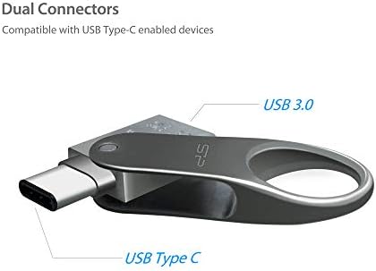 Silicon Power 64GB USB-C Tipo C USB 3.0/3.1 Gen 1 Dual Flash Drive, Mobile C80