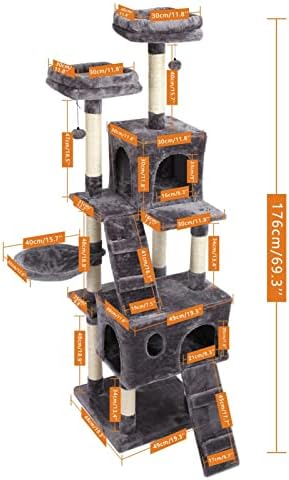 Iuljh Multi-Level Cat Tree Play House Climber Activity Center Tower Hammock Furniture Scratch Post