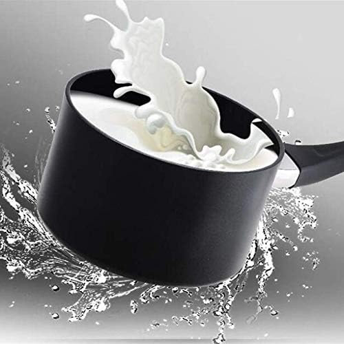 Mgwye Black Milk Pan-maquinha sem bastão Pan de leite de sopa de sopa, sopa de liga de alumínio, com tampa de vidro