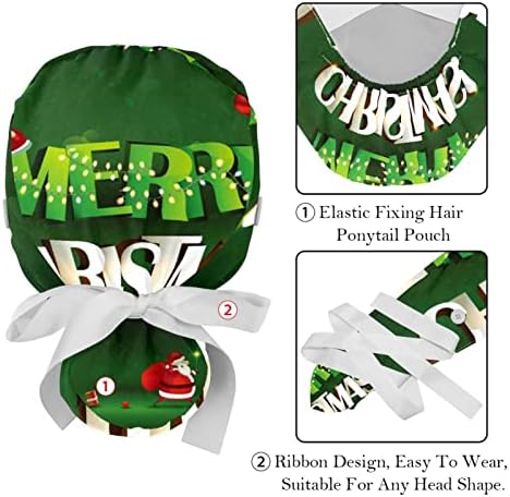 Símbolos do México 2 PCs Chapéus Bouffant ajustáveis ​​com botões e tampas de gravata da cabeça da fita de banda