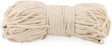 Lexinin 2 pacote 6mm x 109 jardas cordas de macramamento branco, corda de algodão natural, cordão torcido