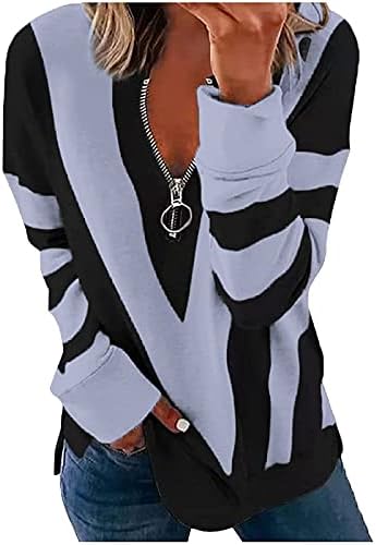 Camisas de manga longa Hoxine para mulheres blusas coloridas tops cutilosos casuais 1/2 zip vullover