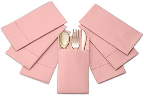 Guardanapos de jantar de linho descartáveis ​​com bolso embutido de talheres, pano presa de 50 pacote, como guardanapos de papel para jantar, casamento ou festa