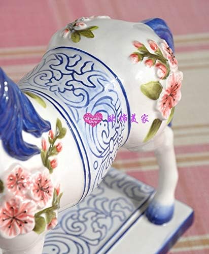 Zamtac azul e branco cerâmica estátua de estátua decoração artesanato decoração de sala de decoração