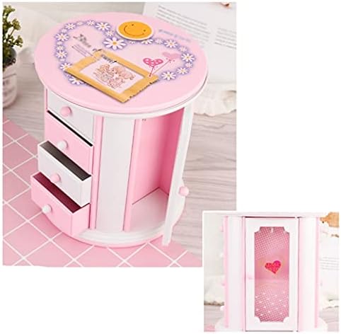 Zlbyb Round três camadas de gaveta caixa de música, joias musicais Boxt, decoração de casa (cor: rosa,