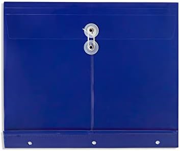 Blue Summit fornece 12 envelopes de poli do tamanho de letra para ligantes com punção de 3 orifícios, fechamento de corda e botão, carregamento lateral, cores primárias variadas, 12 pacote