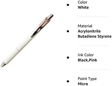 Pentel Energel Clena Pen de gel líquido retrátil, Micro ponto fino de 0,4 mm de agulha, tinta preta, corpo rosa