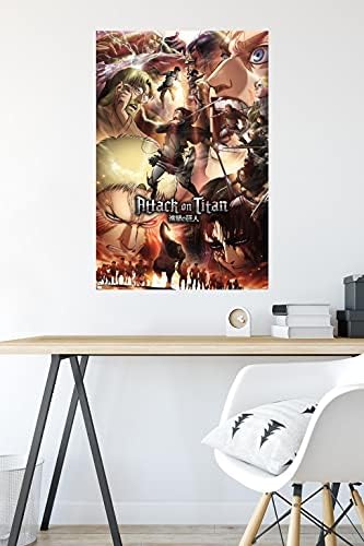 Trends International Attack on Titan: Poster de Wall de Arte de 3 teclas da temporada, 22.375