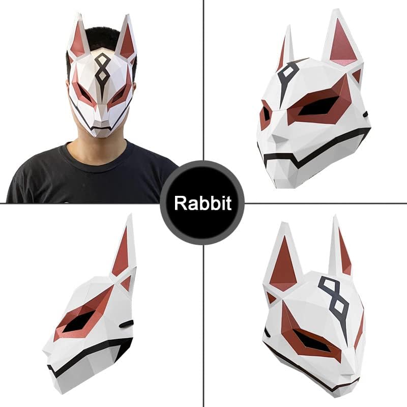 Mumuyilin japonês ninja coelho de papel face máscara de modelo para figuraria