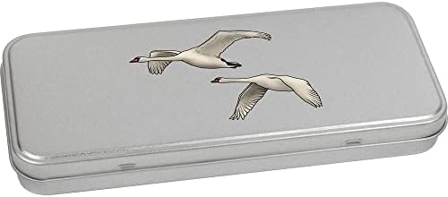Azeeda 'Swans Swans' Metal Hinged Stationery Tin / Storage Box