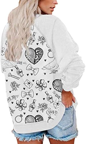 Womens Love Heart Sweatshirt Graphic Pullovers