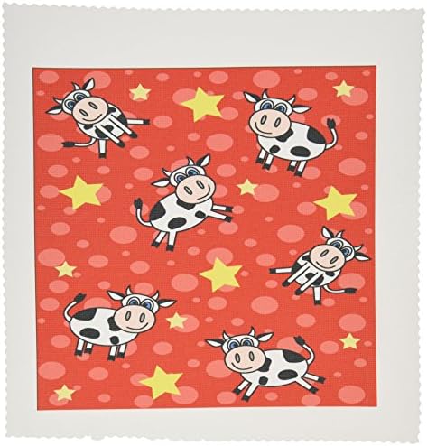 3drose Happy Cow Boy Print Red - Quilt Square, 6 por 6 polegadas
