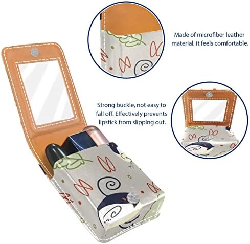 Caixa de batom oryuekan com espelho bolsa de maquiagem portátil fofa bolsa cosmética, folhas de