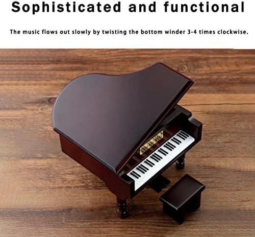 Caixa de música arborizada preta de Kuidamos, mini piano de madeira, caixa de música em forma de piano em forma de piano