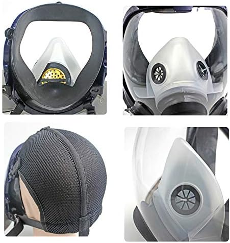 Respirador de tampa de face completa reutilizável - 7 em 1 máscara de gás Respirador com filtros de carbono amplo