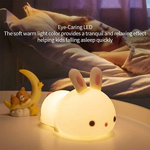 Xianfei Rabbit Silicone Night Light, USB carregando luzes de dormir coloridas para crianças, lâmpada de cabeceira