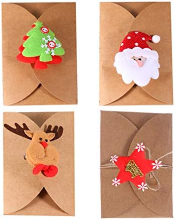 Doitool 4pcs Creative Kraft Paper Greeting Diy Xmas Abençoando o Santa Elk Pentagram Christmas Tree Gift
