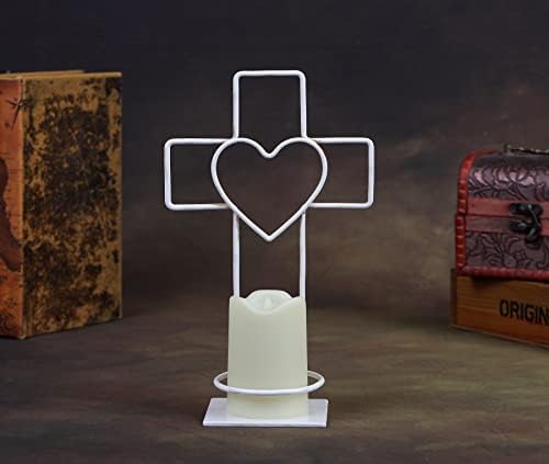 WSGIFT Holder de vela sem chamas, decoração de desktop de metal de altura de 9,25 polegadas com bateria