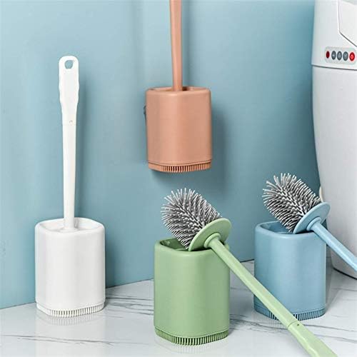 Escovas de vaso sanitário zyledw, escova de vaso sanitário pincel de cor de parede criativa de cor de parede de parede definir um poço grátis para banheiro doméstico portador de plástico de plástico ferramentas de limpeza de alça longa/azul