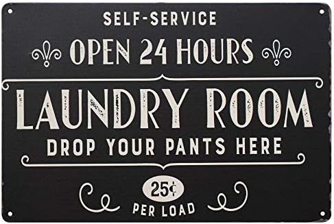 Pxiyou aberto 24 horas de lavanderia vintage sinal de metal retro casa banheiro decoração de lavander