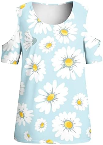 Moda Tops de ombros frios para mulheres camisetas estampadas florais de verão Top topo de túnica de túnica