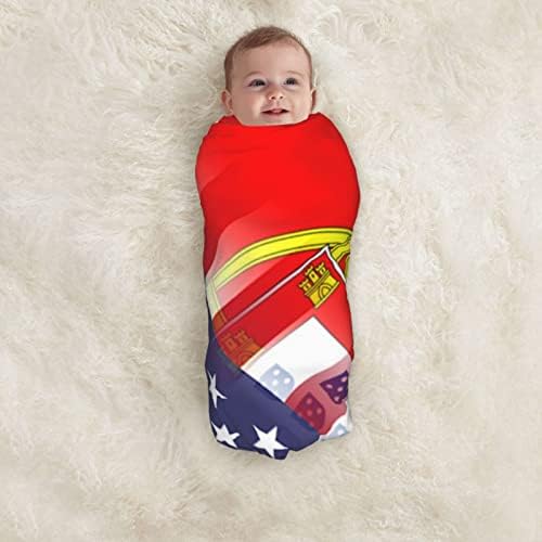 Bandeira americana e manta de bebê de bandeira portuguesa recebendo cobertor para capa de swaddle para