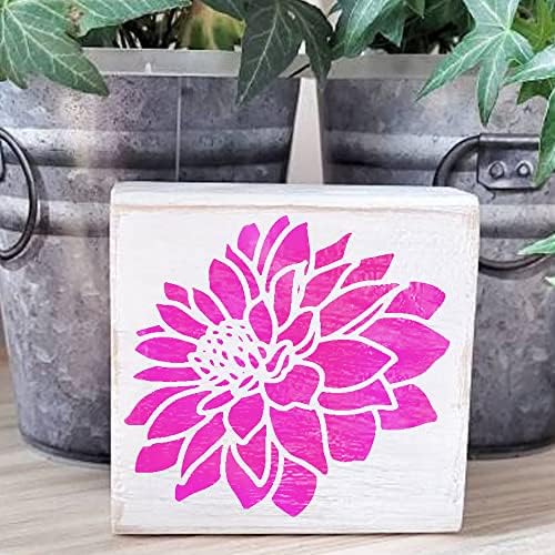 Dahlia e Lotus Silkscreen Flower Stencils para pintar em madeira, lona, ​​tecido, paredes e muito mais, estênceis de tinta adesiva com transferência de malha