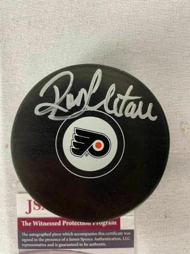 Ron Hextall assinou autografou o philadelphia panfleers hóquei puck jsa wa232469 - pucks autografados da NHL