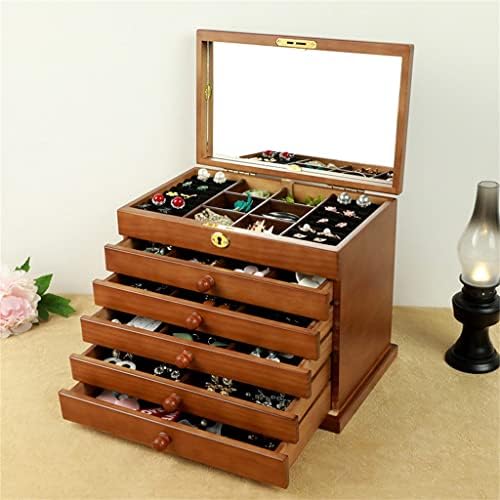 Caixa de jóias HGVVNM Caixa de jóias de caixa de jóias de madeira Organizador de estilo chinês RETRO