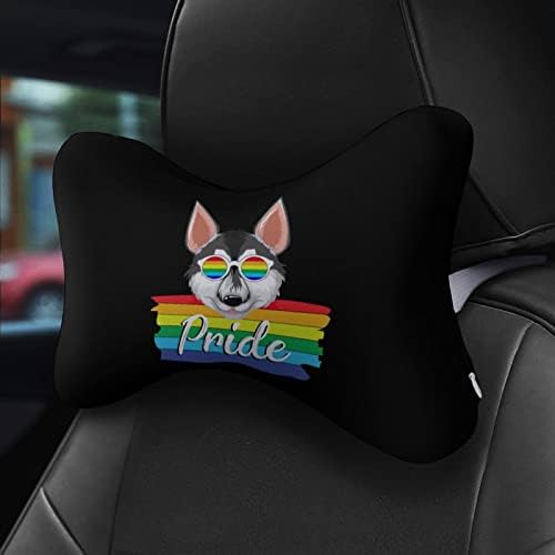 Almofado de pescoço do carro husky do orgulho LGBT 2 PCs Coscada de cabeça respirável Coscada de descanso universal do pescoço suave