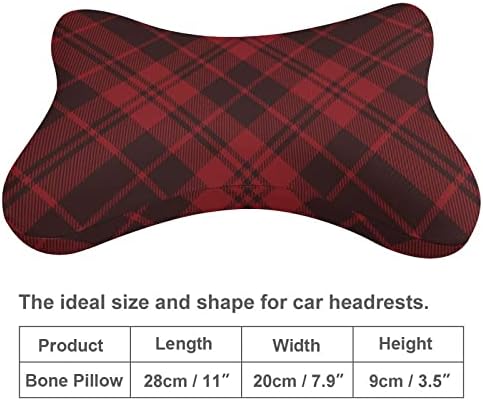 Tartan vermelho e escuro Padrão de carros travesseiro de pescoço de carro macio Pillow colapso travesseiro
