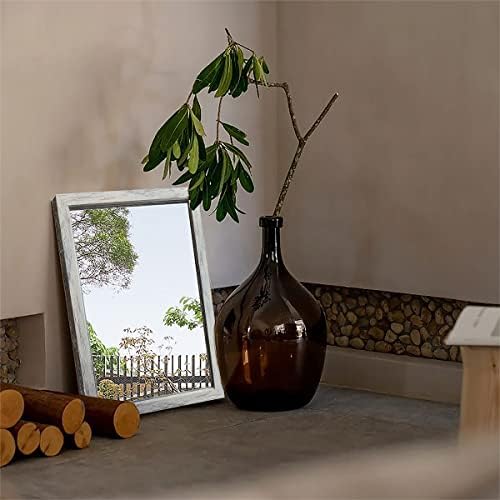 Tacidon 2 PCs Decorativo Rústico Fazenda Espelho de parede emoldurada em madeira, espelhos de acento de cor branca