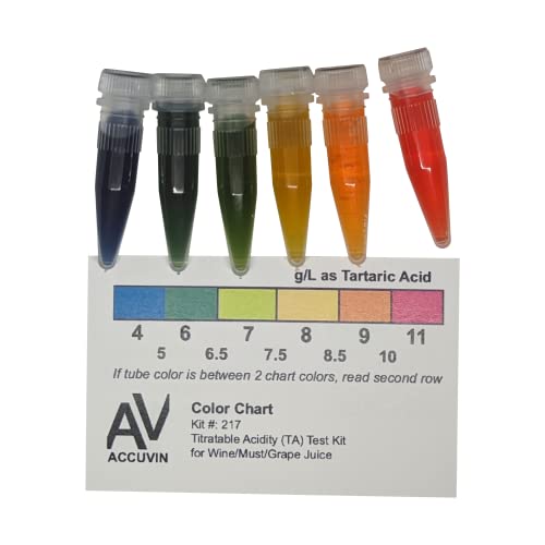Kit de teste de acidez titulável por vinho/must/uva, 4.0-11.0 g/L de ácido tartárico [10 testes]