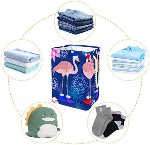 Indicultura de lavanderia cesto de natal chapéu de natal flamingo com cestas de lavanderia colapsável
