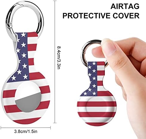 Caixa de silicone impressa na bandeira dos EUA para airtags com o chaveiro de proteção contra