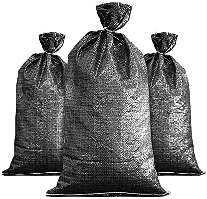 Sagos de areia pretos vazios com laços de 16 x 25 - Sacos de areia de polipropileno de tecido, sacos